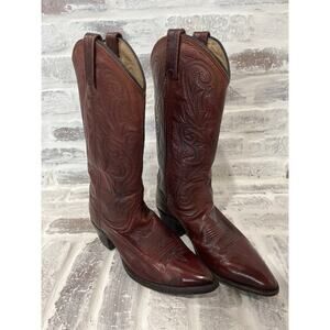 Dan Post Men Sz 8.5 Brown Black Cherry Leather Western Cowboy Riding Rodeo Boots